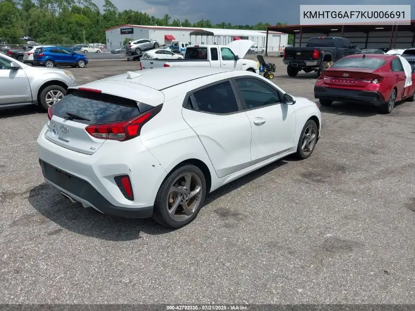 2019 Hyundai Veloster 2.0 VIN: KMHTG6AF7KU006691 Lot: 42792330