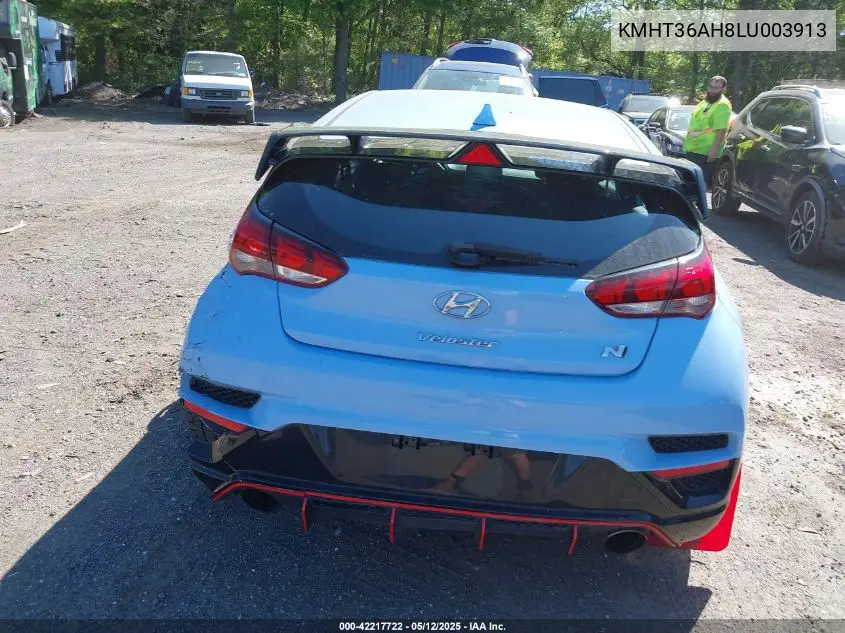 2020 Hyundai Veloster N VIN: KMHT36AH8LU003913 Lot: 42217722