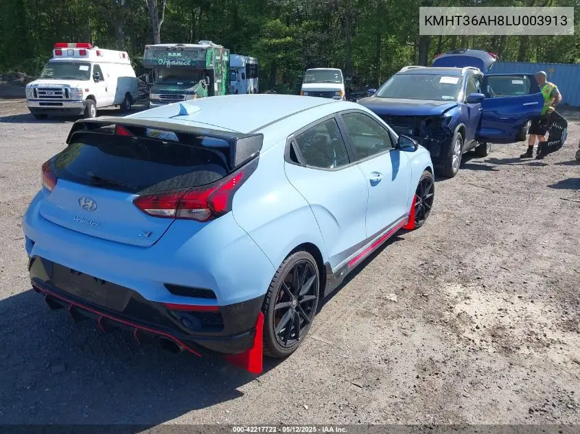 2020 Hyundai Veloster N VIN: KMHT36AH8LU003913 Lot: 42217722