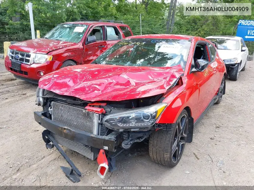 2020 Hyundai Veloster N VIN: KMHT36AH0LU004909 Lot: 42657127