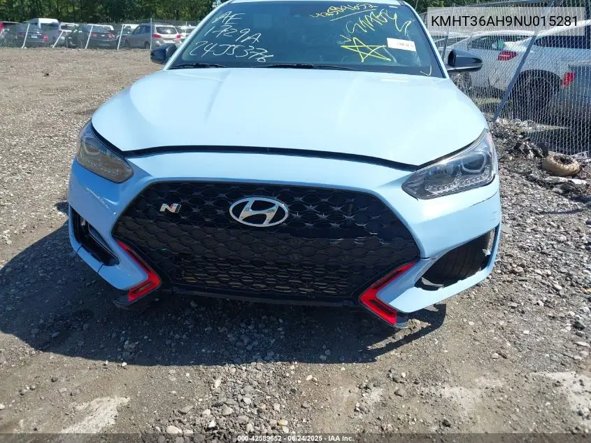 2022 Hyundai Veloster N VIN: KMHT36AH9NU015281 Lot: 42589652