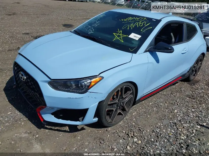 2022 Hyundai Veloster N VIN: KMHT36AH9NU015281 Lot: 42589652