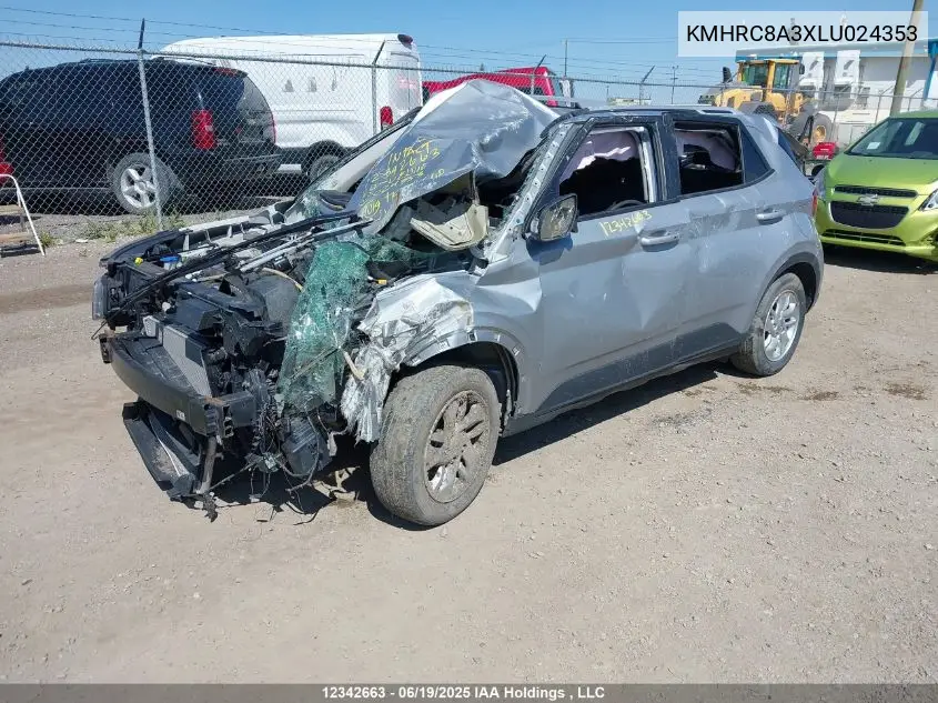 2020 Hyundai Venue Sel/Denim VIN: KMHRC8A3XLU024353 Lot: 12342663