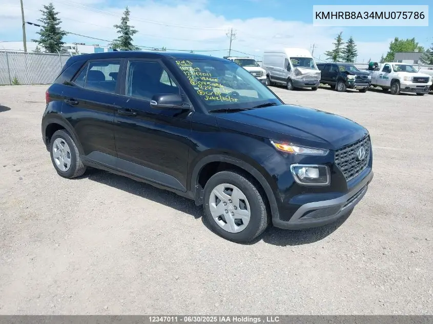2021 Hyundai Venue Se VIN: KMHRB8A34MU075786 Lot: 12347011