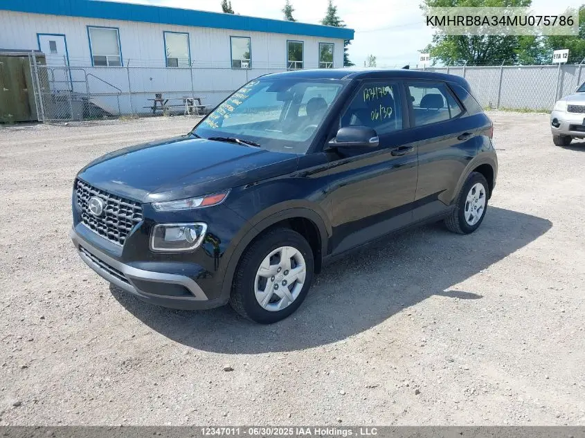 2021 Hyundai Venue Se VIN: KMHRB8A34MU075786 Lot: 12347011