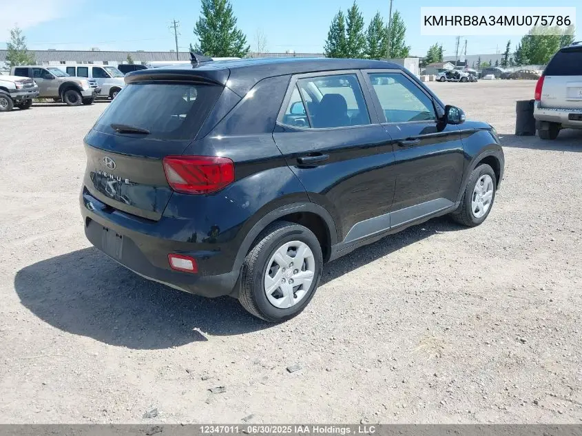 2021 Hyundai Venue Se VIN: KMHRB8A34MU075786 Lot: 12347011