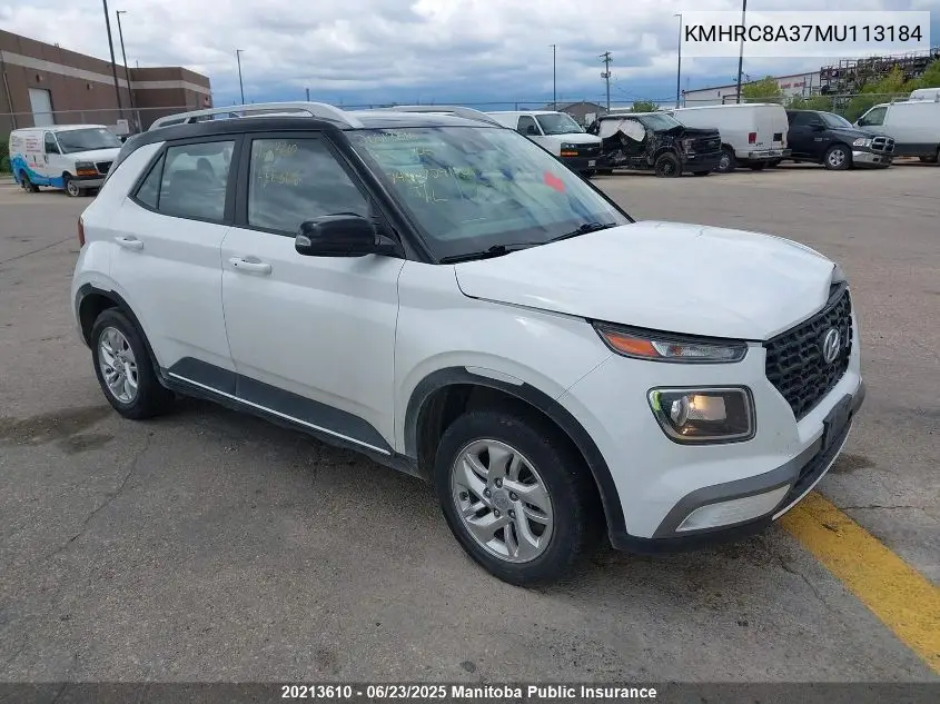 2021 Hyundai Venue Preferred VIN: KMHRC8A37MU113184 Lot: 20213610