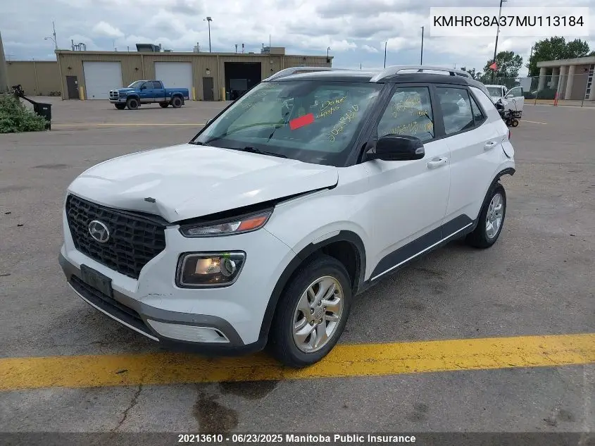 2021 Hyundai Venue Preferred VIN: KMHRC8A37MU113184 Lot: 20213610