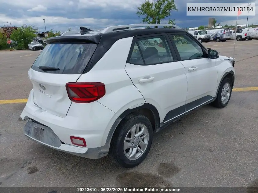 2021 Hyundai Venue Preferred VIN: KMHRC8A37MU113184 Lot: 20213610