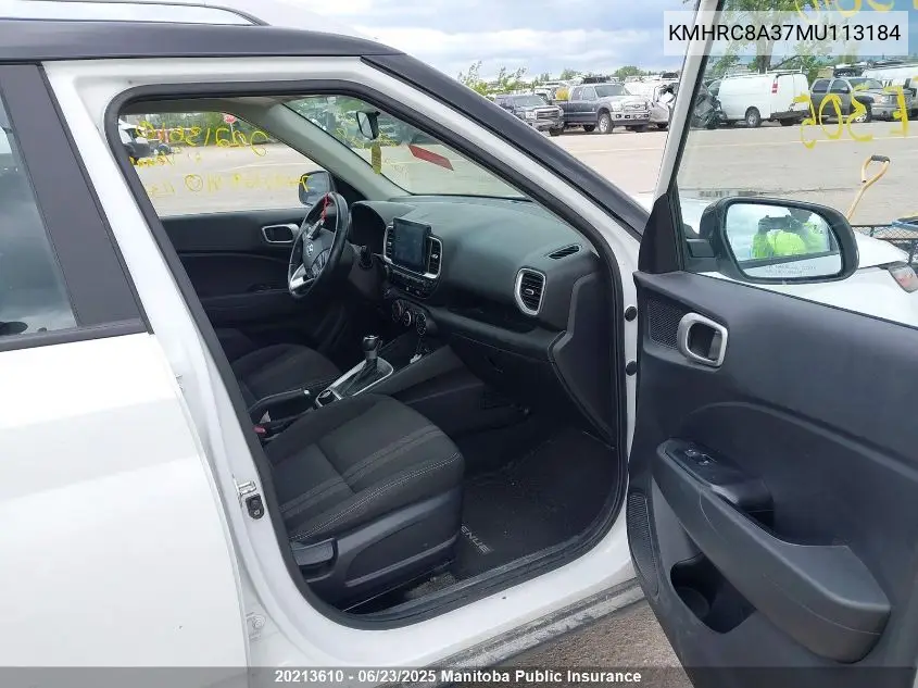 2021 Hyundai Venue Preferred VIN: KMHRC8A37MU113184 Lot: 20213610