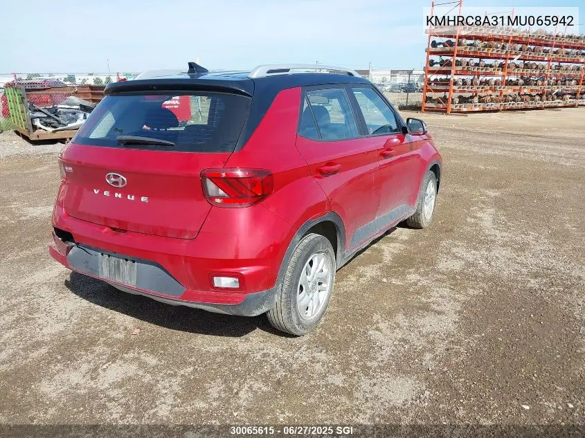 2021 Hyundai Venue Sel/Denim VIN: KMHRC8A31MU065942 Lot: 30065615
