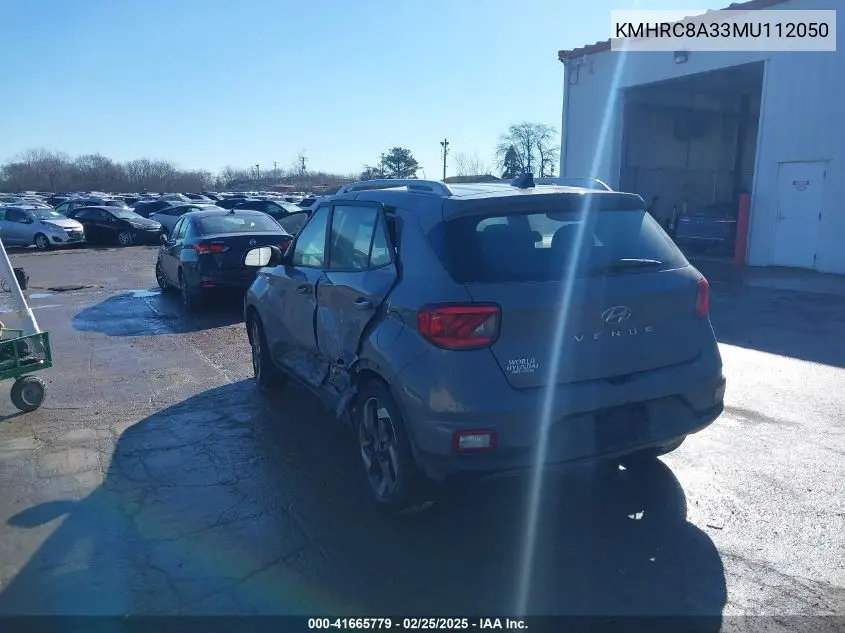 2021 Hyundai Venue Sel VIN: KMHRC8A33MU112050 Lot: 41665779