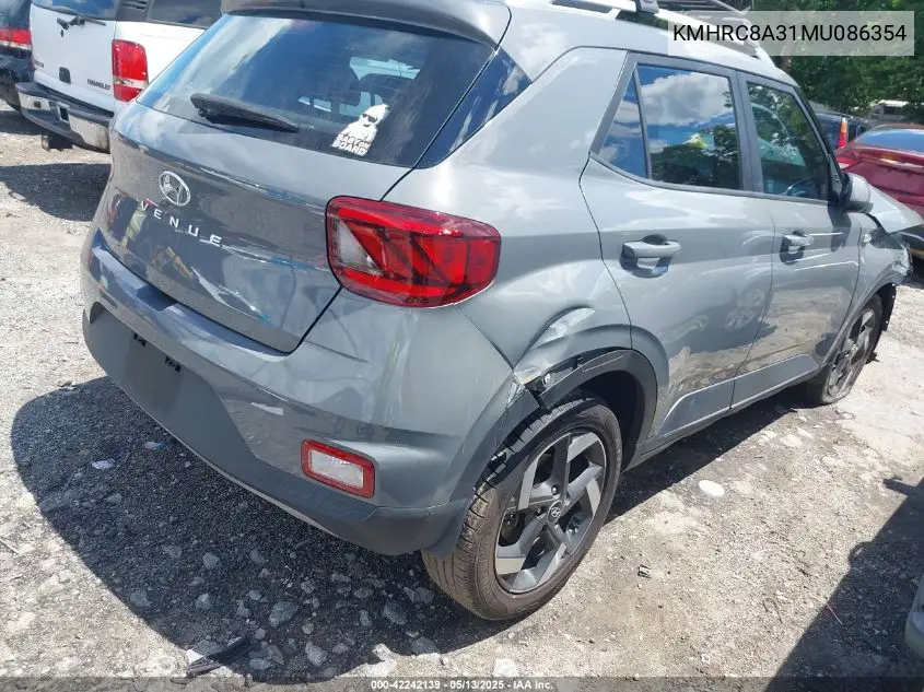 2021 Hyundai Venue Sel VIN: KMHRC8A31MU086354 Lot: 42242139