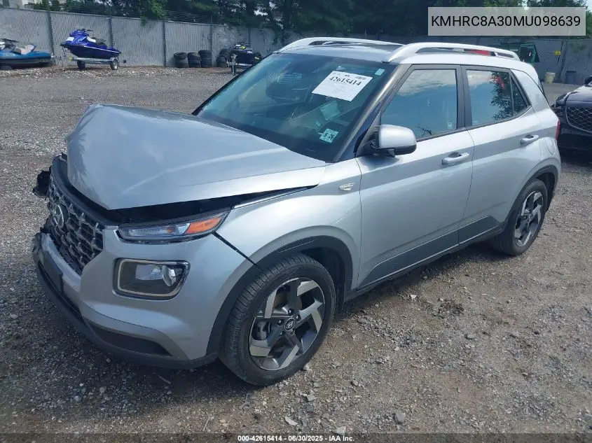 2021 Hyundai Venue Sel VIN: KMHRC8A30MU098639 Lot: 42615414