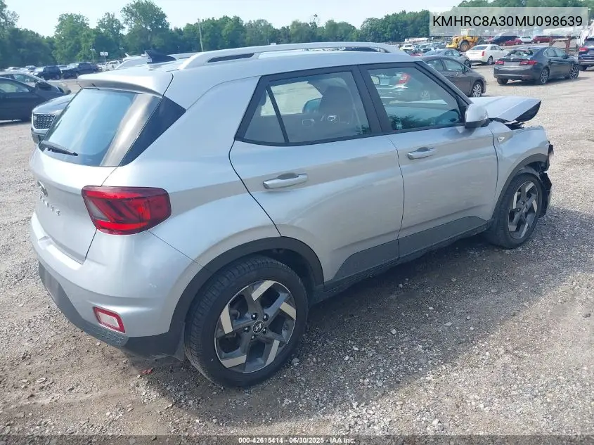 2021 Hyundai Venue Sel VIN: KMHRC8A30MU098639 Lot: 42615414
