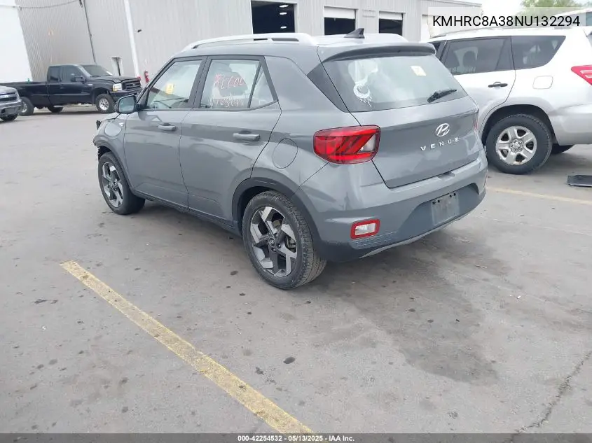 2022 Hyundai Venue Sel VIN: KMHRC8A38NU132294 Lot: 42254532