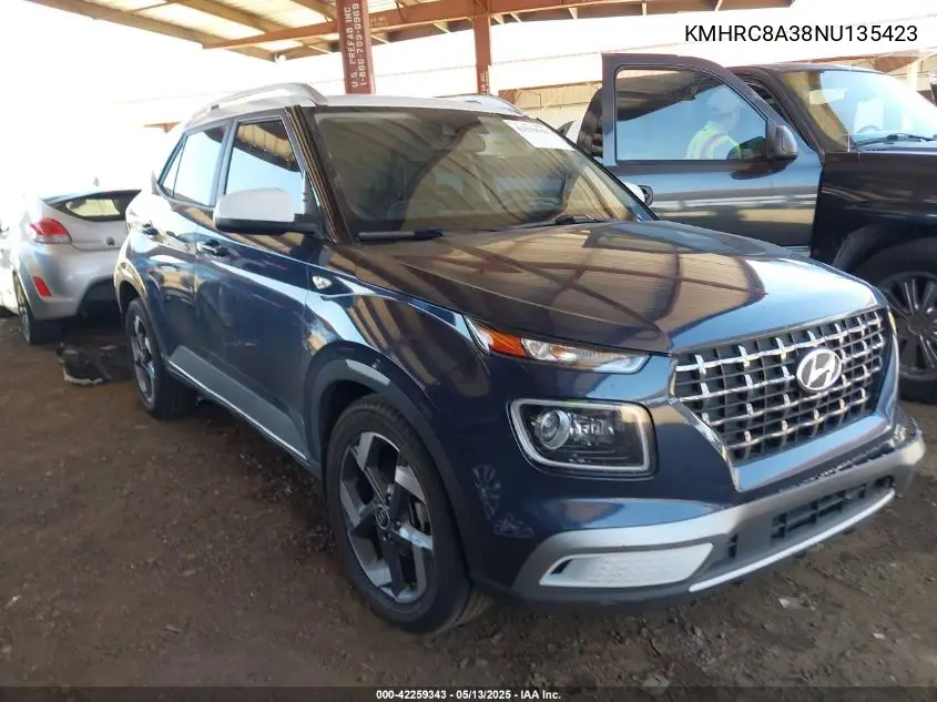 2022 Hyundai Venue Limited VIN: KMHRC8A38NU135423 Lot: 42259343