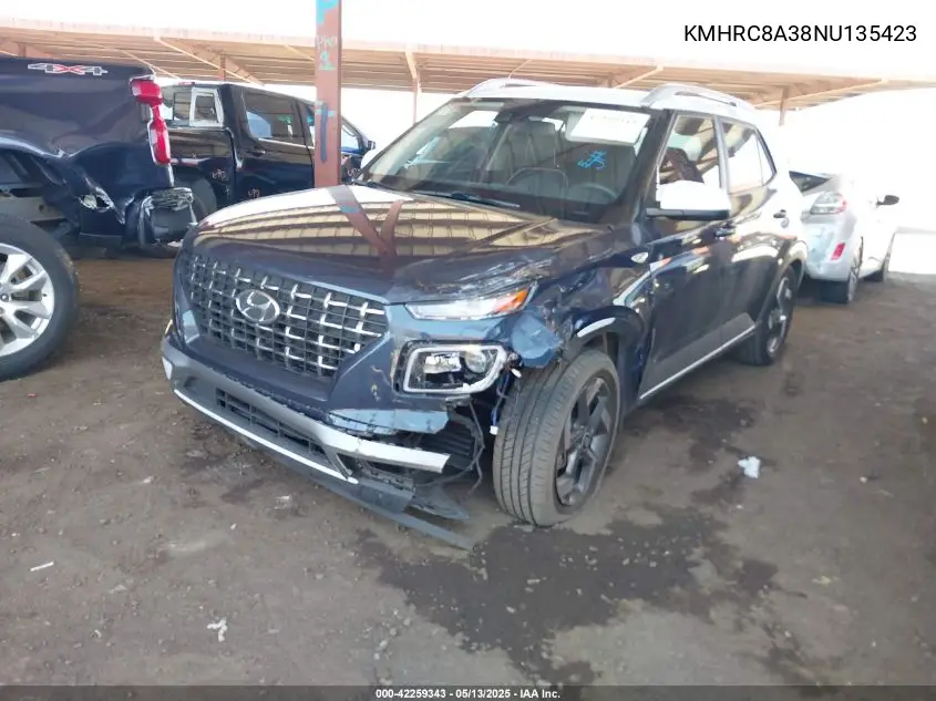 2022 Hyundai Venue Limited VIN: KMHRC8A38NU135423 Lot: 42259343