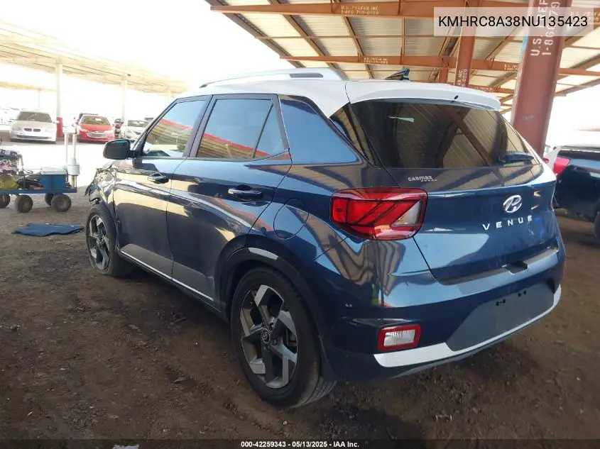 2022 Hyundai Venue Limited VIN: KMHRC8A38NU135423 Lot: 42259343