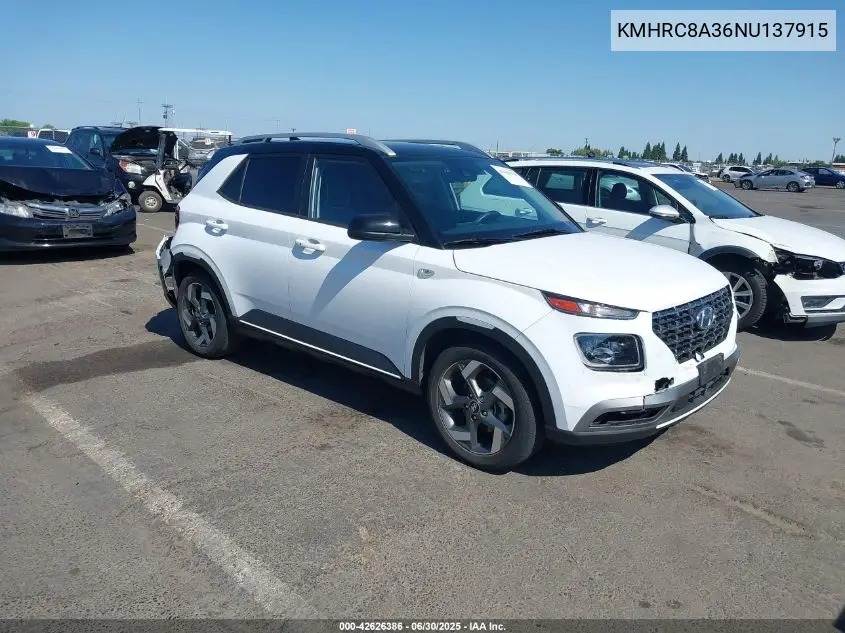 2022 Hyundai Venue Limited VIN: KMHRC8A36NU137915 Lot: 42626386