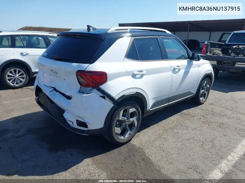 2022 Hyundai Venue Limited VIN: KMHRC8A36NU137915 Lot: 42626386