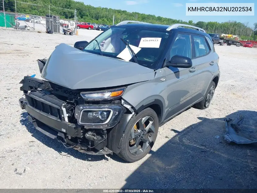 2022 Hyundai Venue Limited VIN: KMHRC8A32NU202534 Lot: 42649933