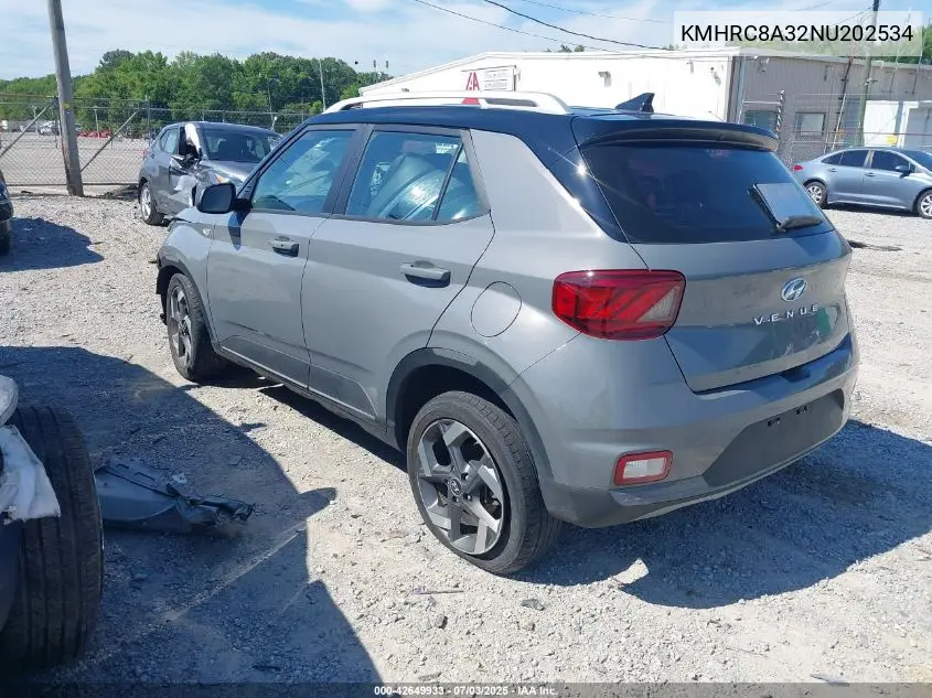 2022 Hyundai Venue Limited VIN: KMHRC8A32NU202534 Lot: 42649933