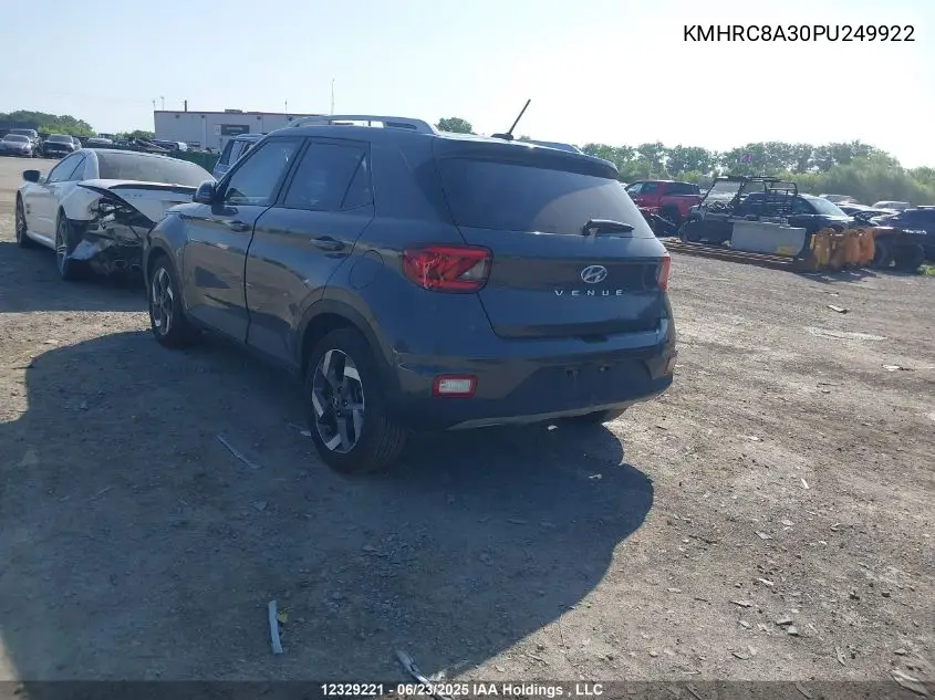 2023 Hyundai Venue VIN: KMHRC8A30PU249922 Lot: 12329221