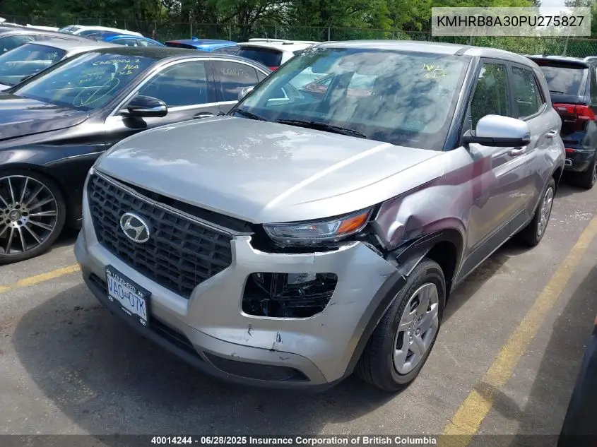2023 Hyundai Venue VIN: KMHRB8A30PU275827 Lot: 40014244