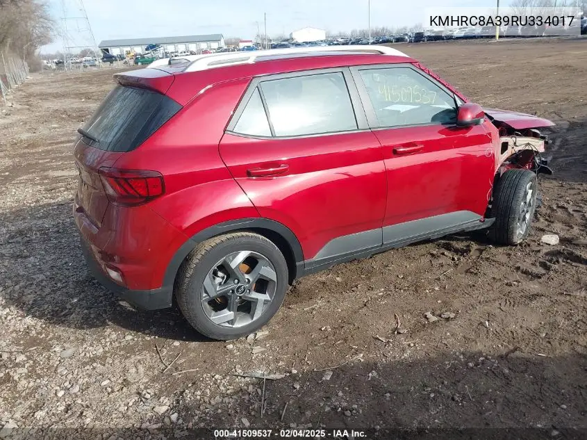 2024 Hyundai Venue Limited VIN: KMHRC8A39RU334017 Lot: 41509537