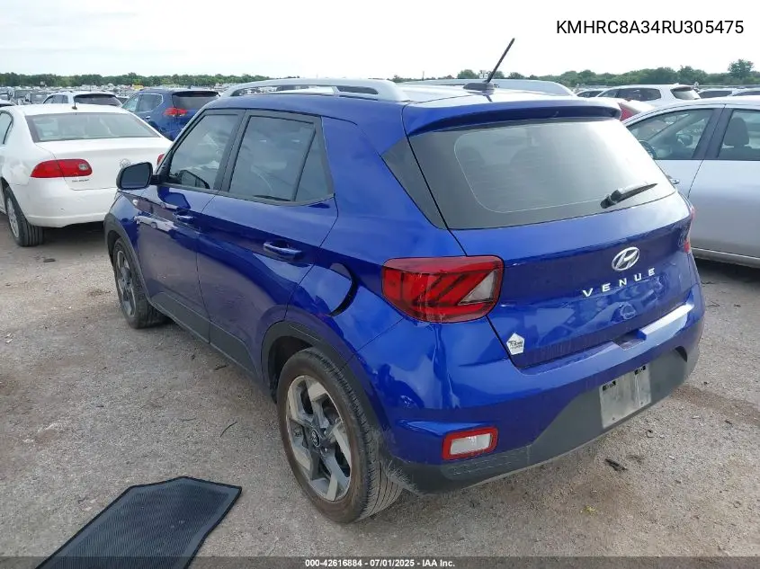 2024 Hyundai Venue Sel/Limited VIN: KMHRC8A34RU305475 Lot: 42616884