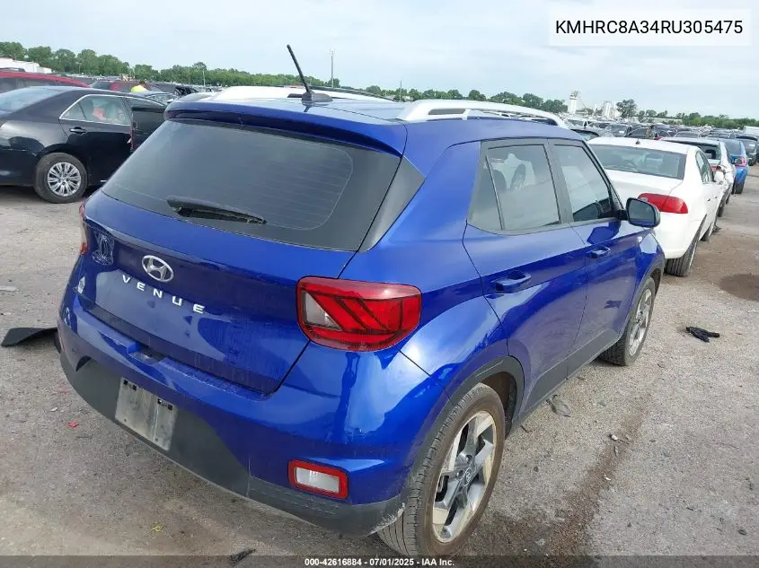 2024 Hyundai Venue Sel/Limited VIN: KMHRC8A34RU305475 Lot: 42616884