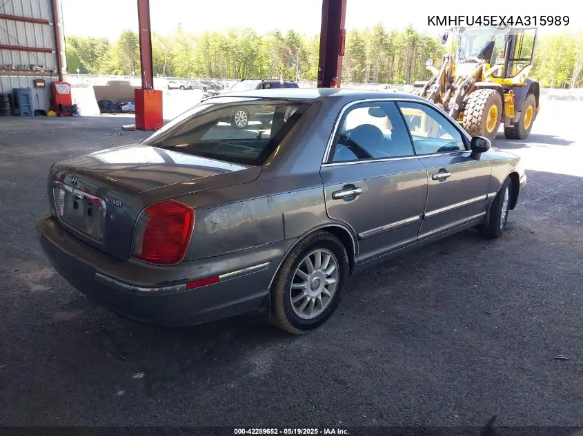 2004 Hyundai Xg350 L VIN: KMHFU45EX4A315989 Lot: 42289652