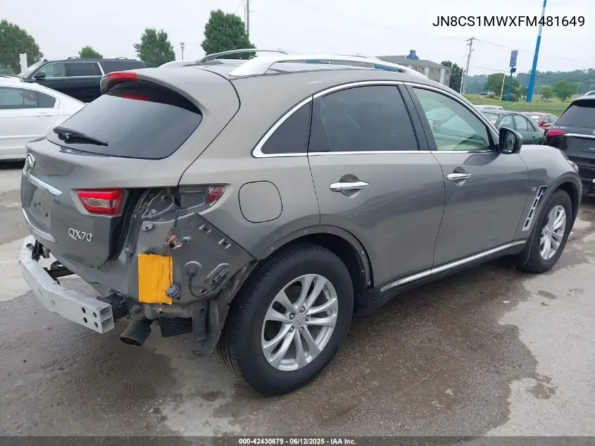 2015 Infiniti Qx70 VIN: JN8CS1MWXFM481649 Lot: 42430679