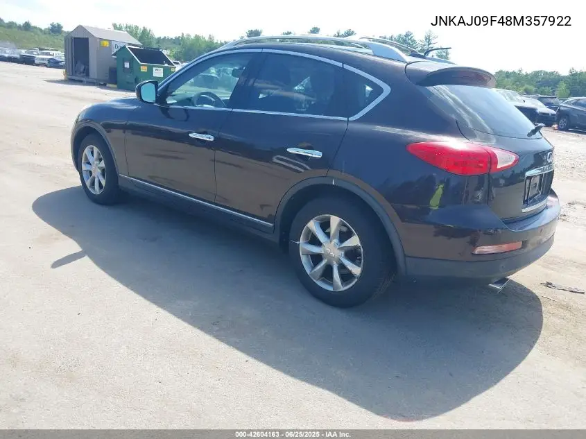 2008 Infiniti Ex35 Journey VIN: JNKAJ09F48M357922 Lot: 42604163