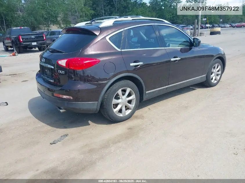 2008 Infiniti Ex35 Journey VIN: JNKAJ09F48M357922 Lot: 42604163