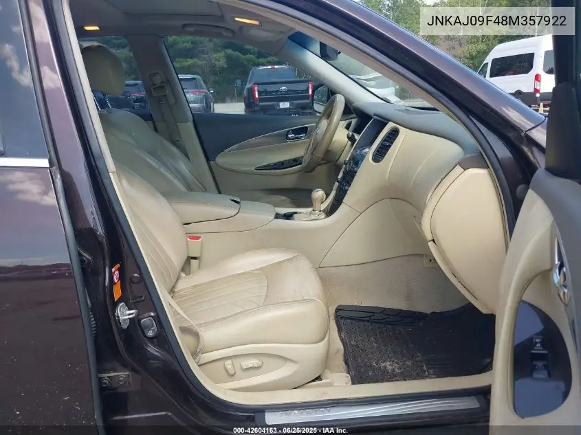 2008 Infiniti Ex35 Journey VIN: JNKAJ09F48M357922 Lot: 42604163