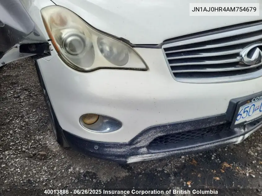 2010 Infiniti Ex35 VIN: JN1AJ0HR4AM754679 Lot: 40013886