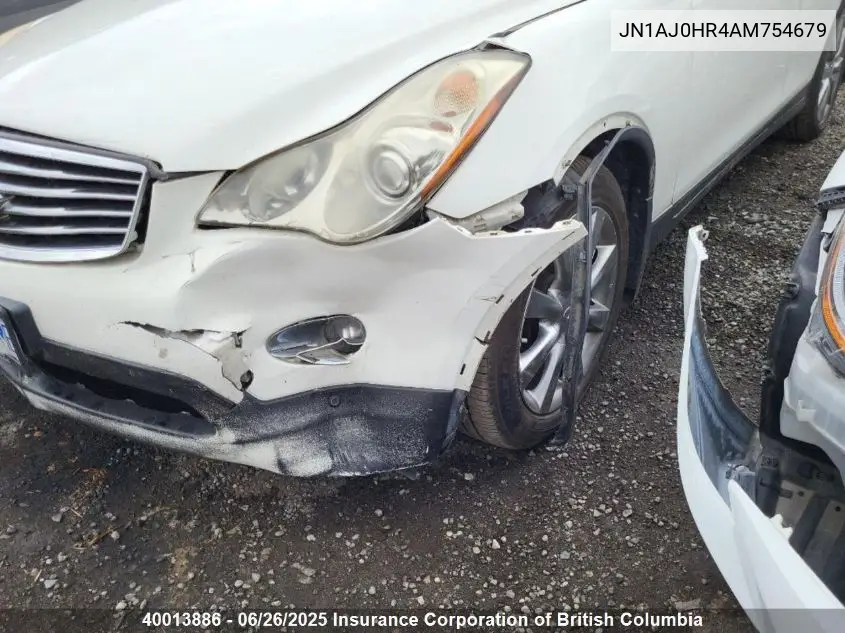 2010 Infiniti Ex35 VIN: JN1AJ0HR4AM754679 Lot: 40013886