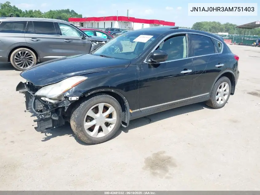 2010 Infiniti Ex35 Journey VIN: JN1AJ0HR3AM751403 Lot: 42481332