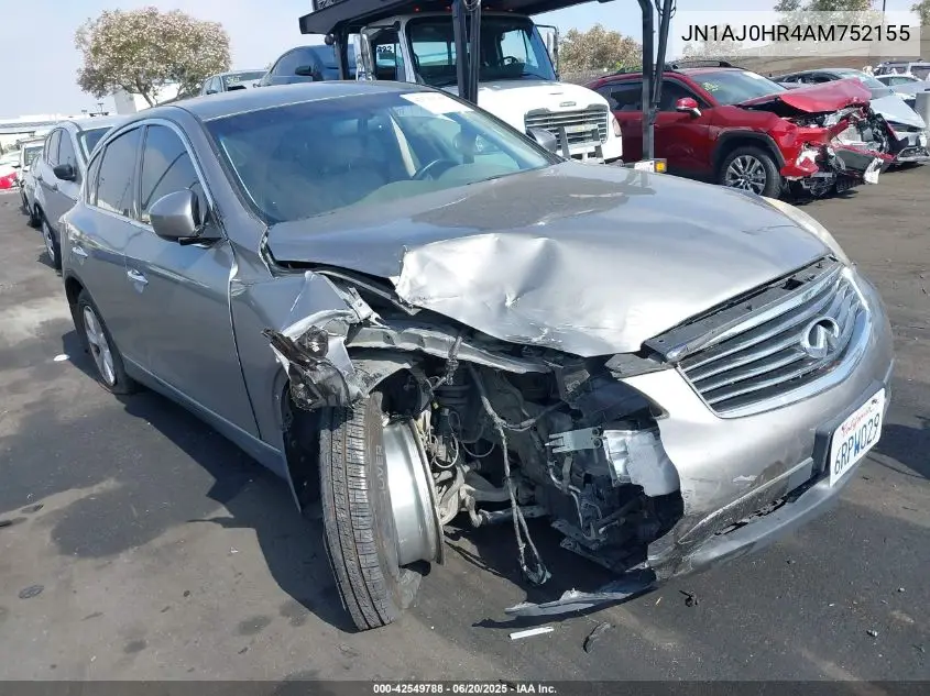 2010 Infiniti Ex35 Journey VIN: JN1AJ0HR4AM752155 Lot: 42549788