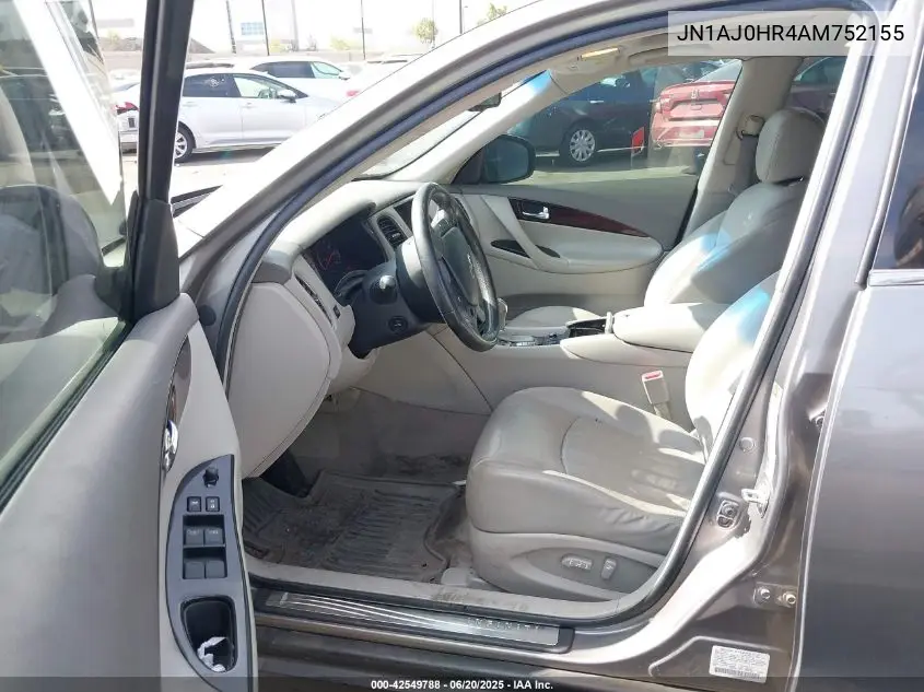 2010 Infiniti Ex35 Journey VIN: JN1AJ0HR4AM752155 Lot: 42549788