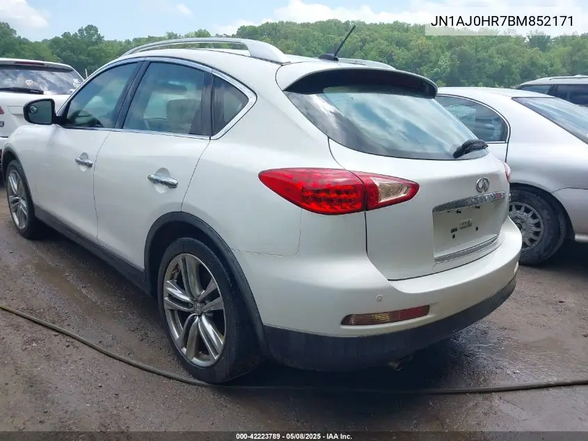 2011 Infiniti Ex35 Journey VIN: JN1AJ0HR7BM852171 Lot: 42223789