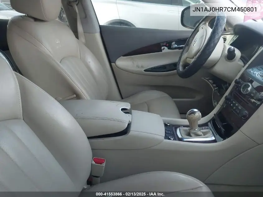 2012 Infiniti Ex35 Journey VIN: JN1AJ0HR7CM450801 Lot: 41553866