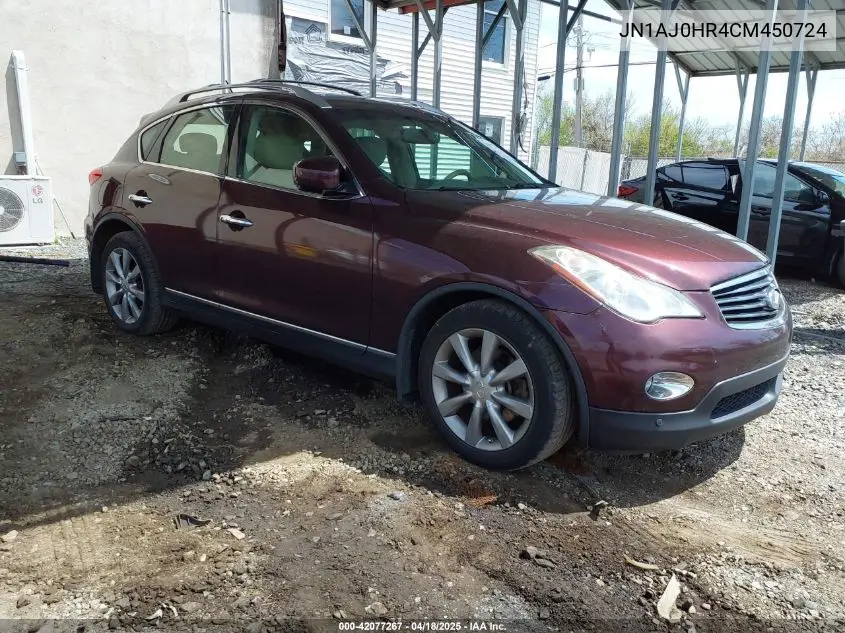 2012 Infiniti Ex35 Journey VIN: JN1AJ0HR4CM450724 Lot: 42077267