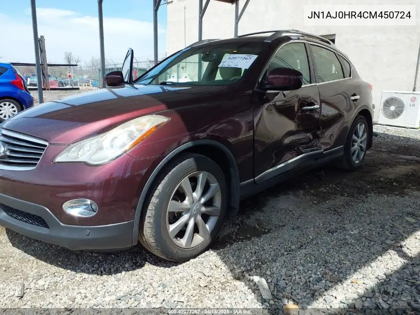 2012 Infiniti Ex35 Journey VIN: JN1AJ0HR4CM450724 Lot: 42077267