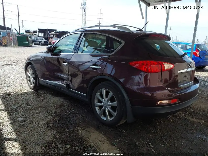 2012 Infiniti Ex35 Journey VIN: JN1AJ0HR4CM450724 Lot: 42077267