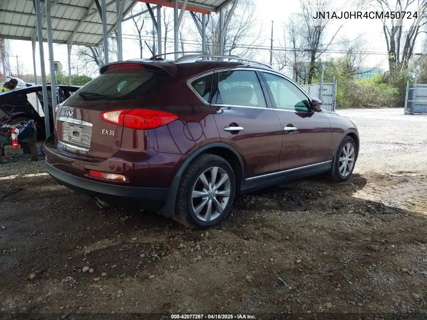 2012 Infiniti Ex35 Journey VIN: JN1AJ0HR4CM450724 Lot: 42077267