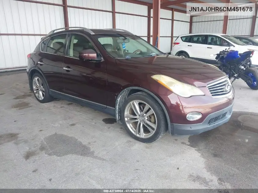 2012 Infiniti Ex35 Journey VIN: JN1AJ0HR6CM451678 Lot: 42738904
