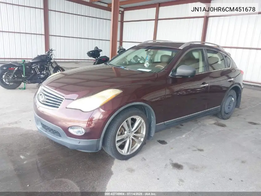 2012 Infiniti Ex35 Journey VIN: JN1AJ0HR6CM451678 Lot: 42738904